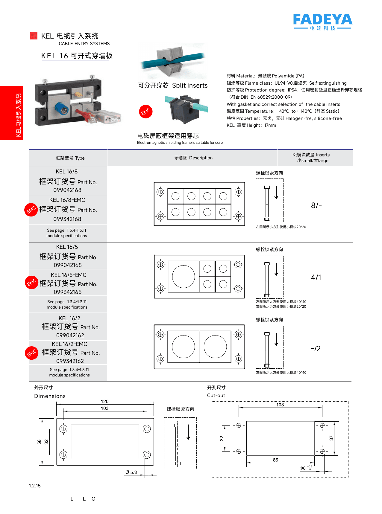 KEL 16 Split Entry Frames datasheet