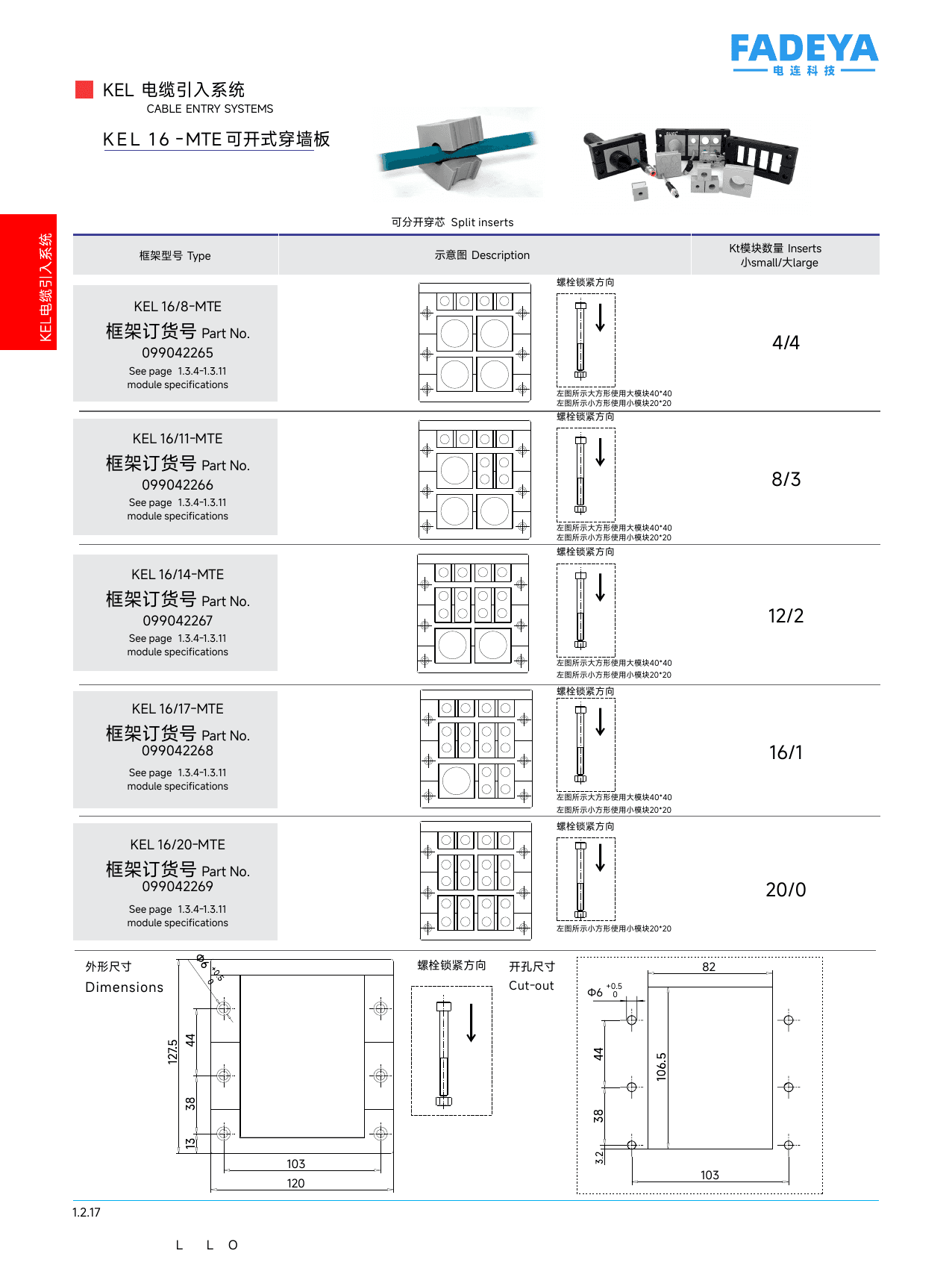 KEL 16-MTE Split Entry Frames datasheet