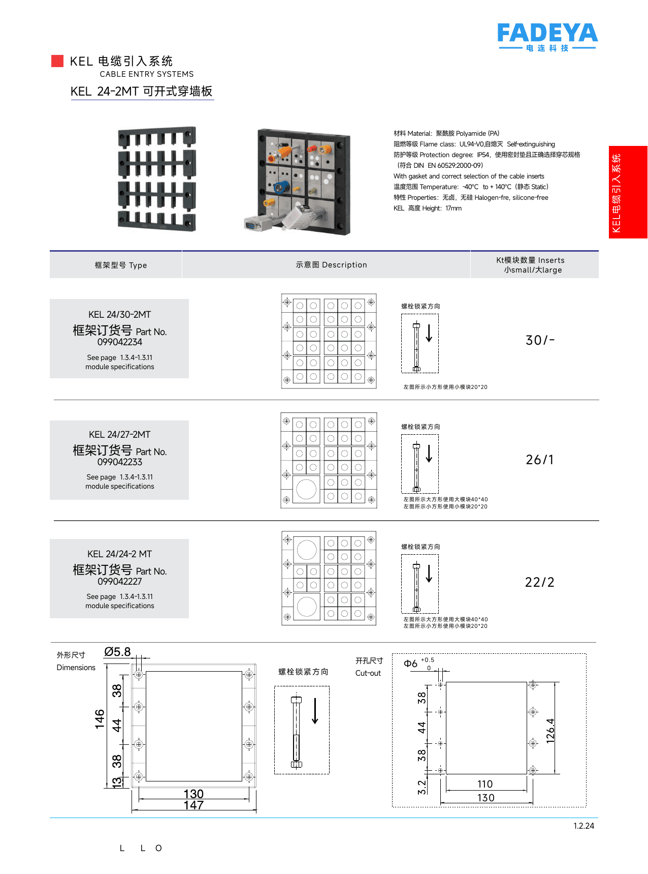 KEL 24-2MT Split Entry Frames datasheet