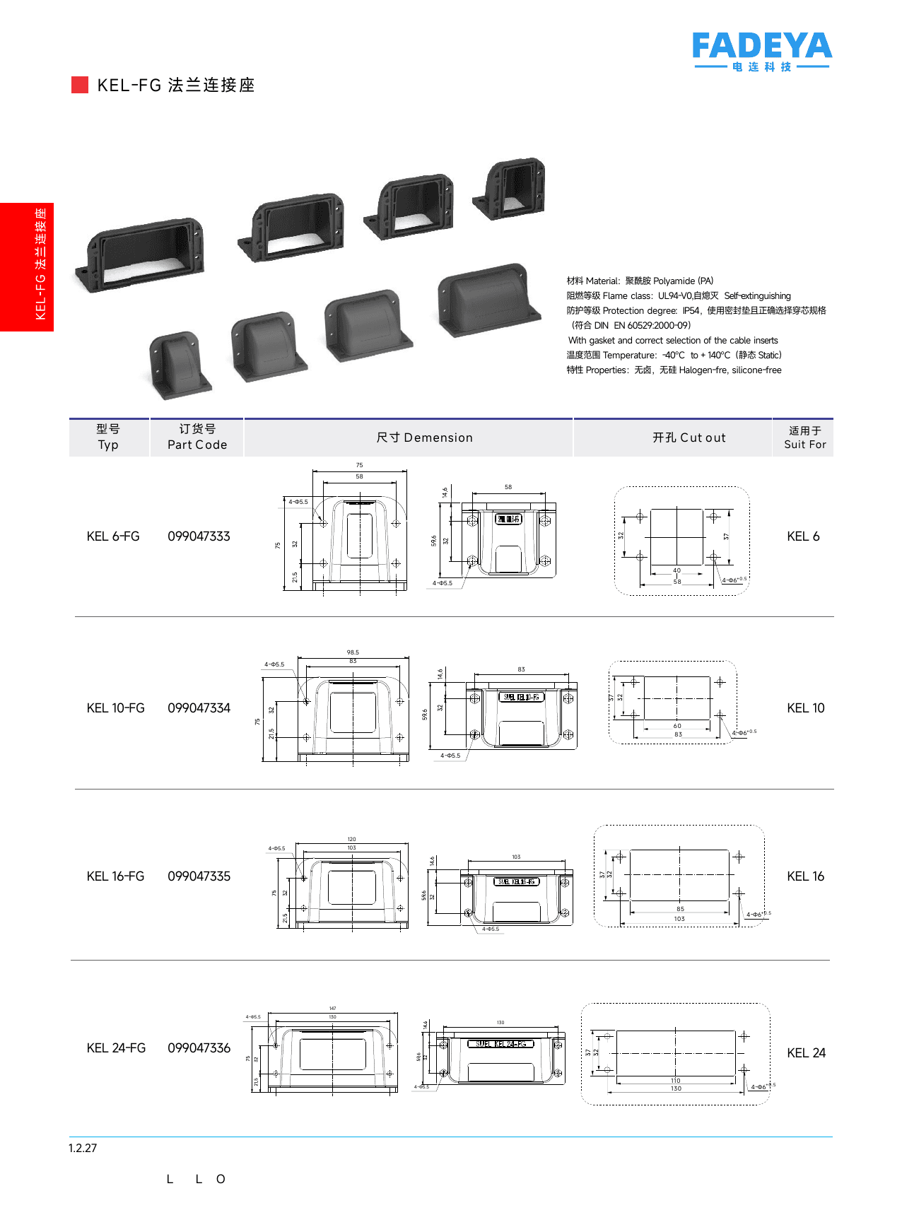 KEL-FG 90° Flange Connection Seats datasheet