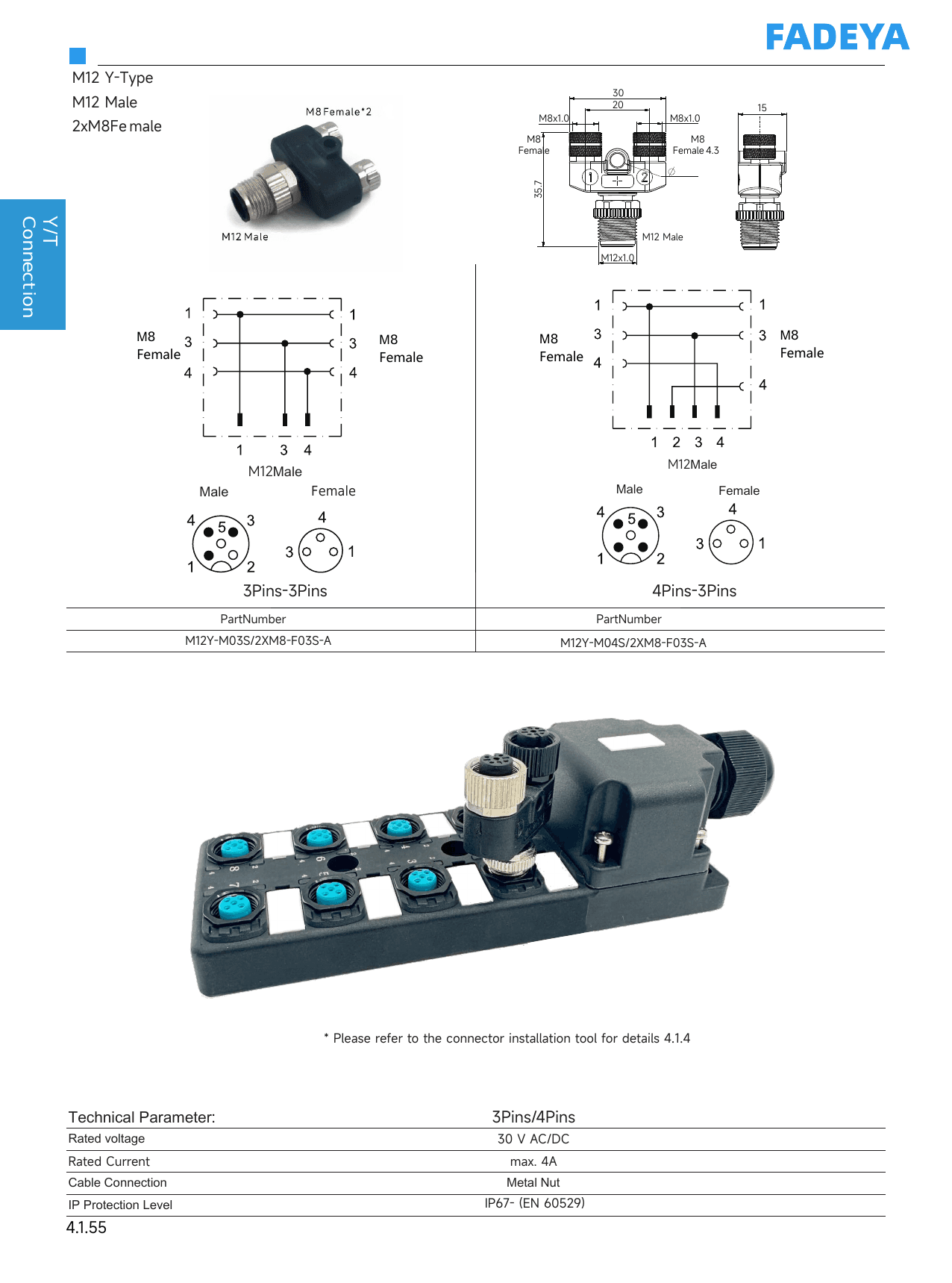 M12 Y-Distributor — to 2× M8 datasheet