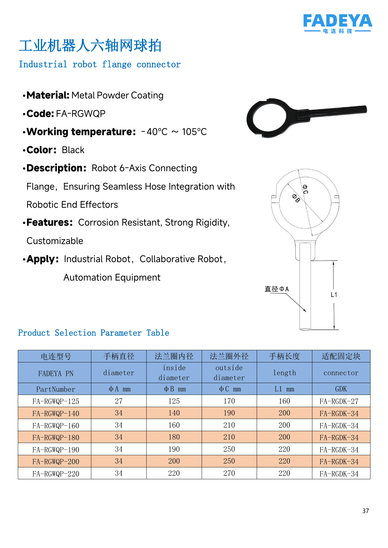 Industrial 6-Axis Flange Connector datasheet
