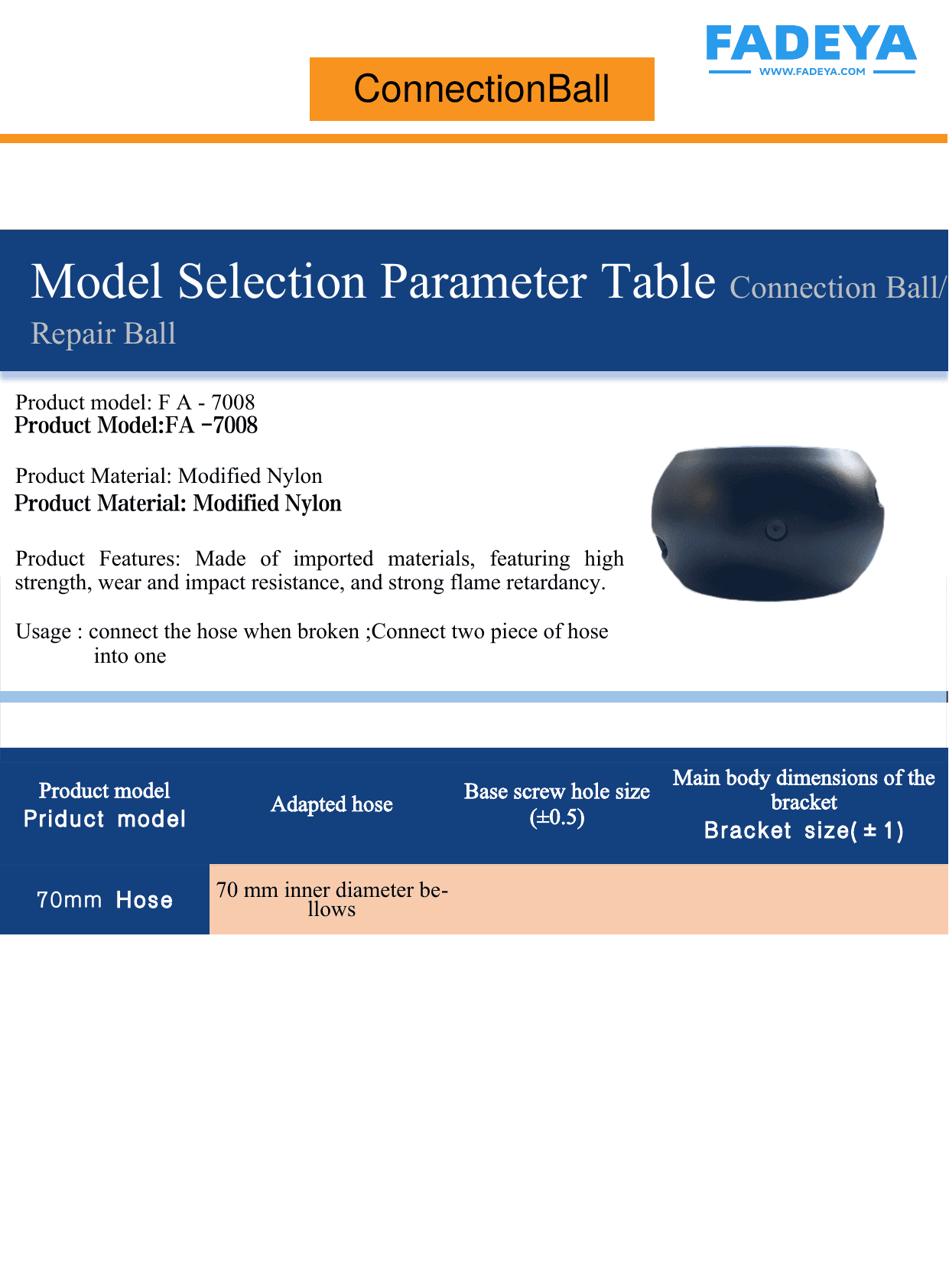 Connection / Repair Ball datasheet