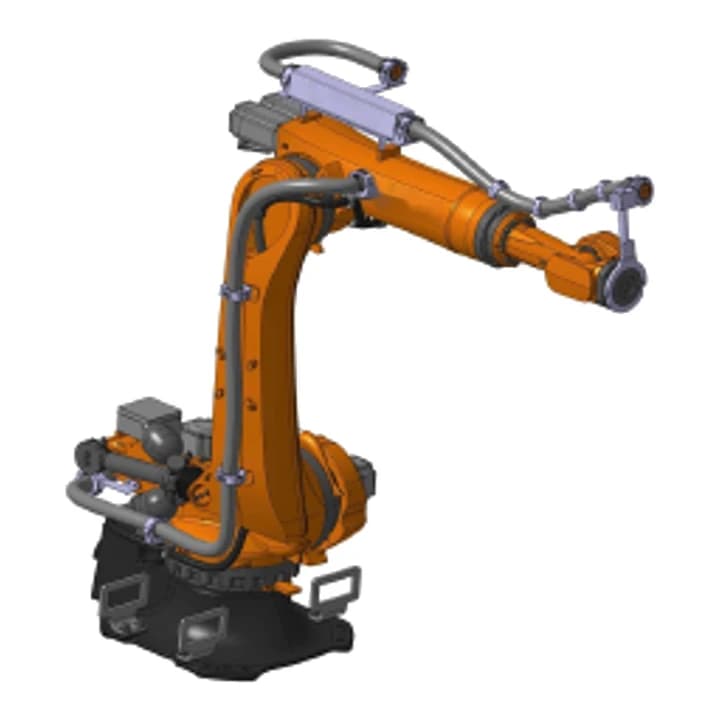 KUKA KR 210 heavy-payload robot fitted with a robot dresspack