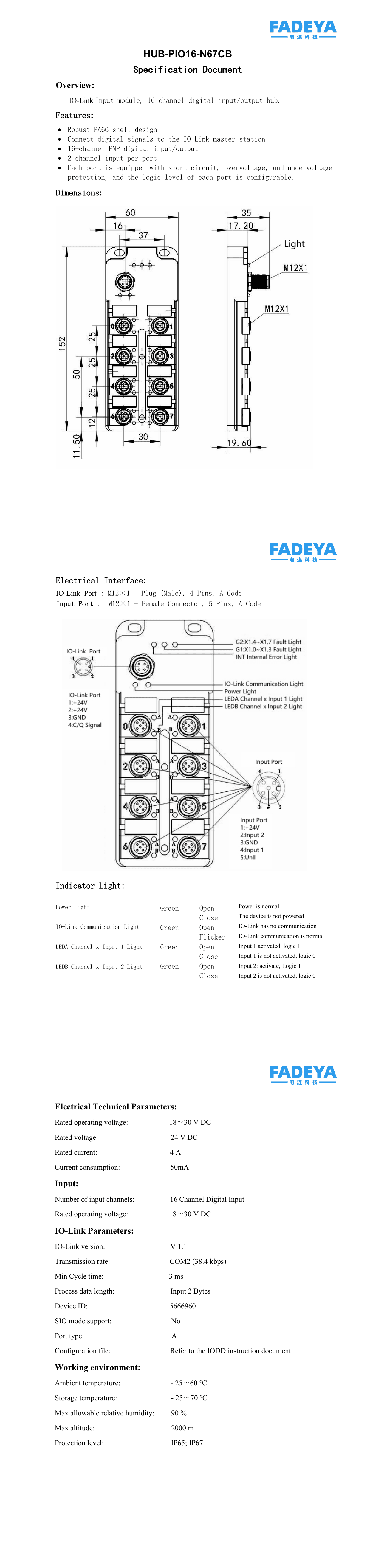 IO-Link Input Hub, 16-Channel PNP, IP67, 8× M12 datasheet
