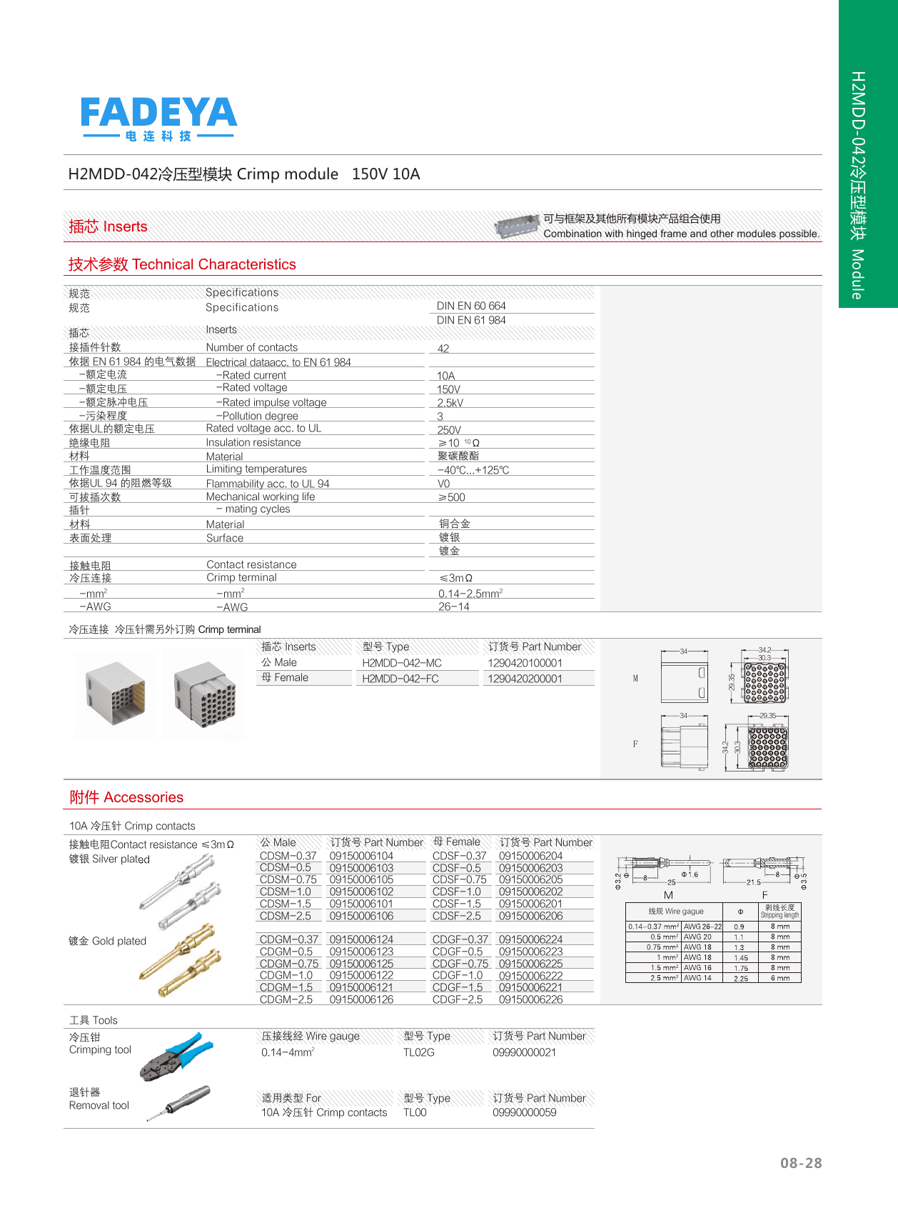 H2MDD-042 Crimp Signal Module — 10A (42-pole) datasheet