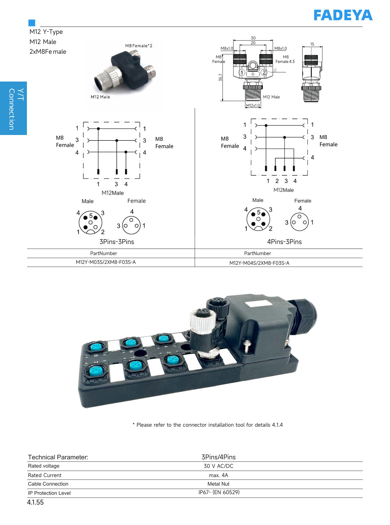 M12 Y-Distributor — to 2× M8