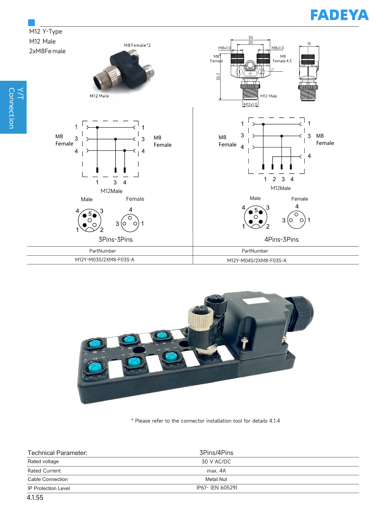 M12 Y-Distributor — to 2× M8