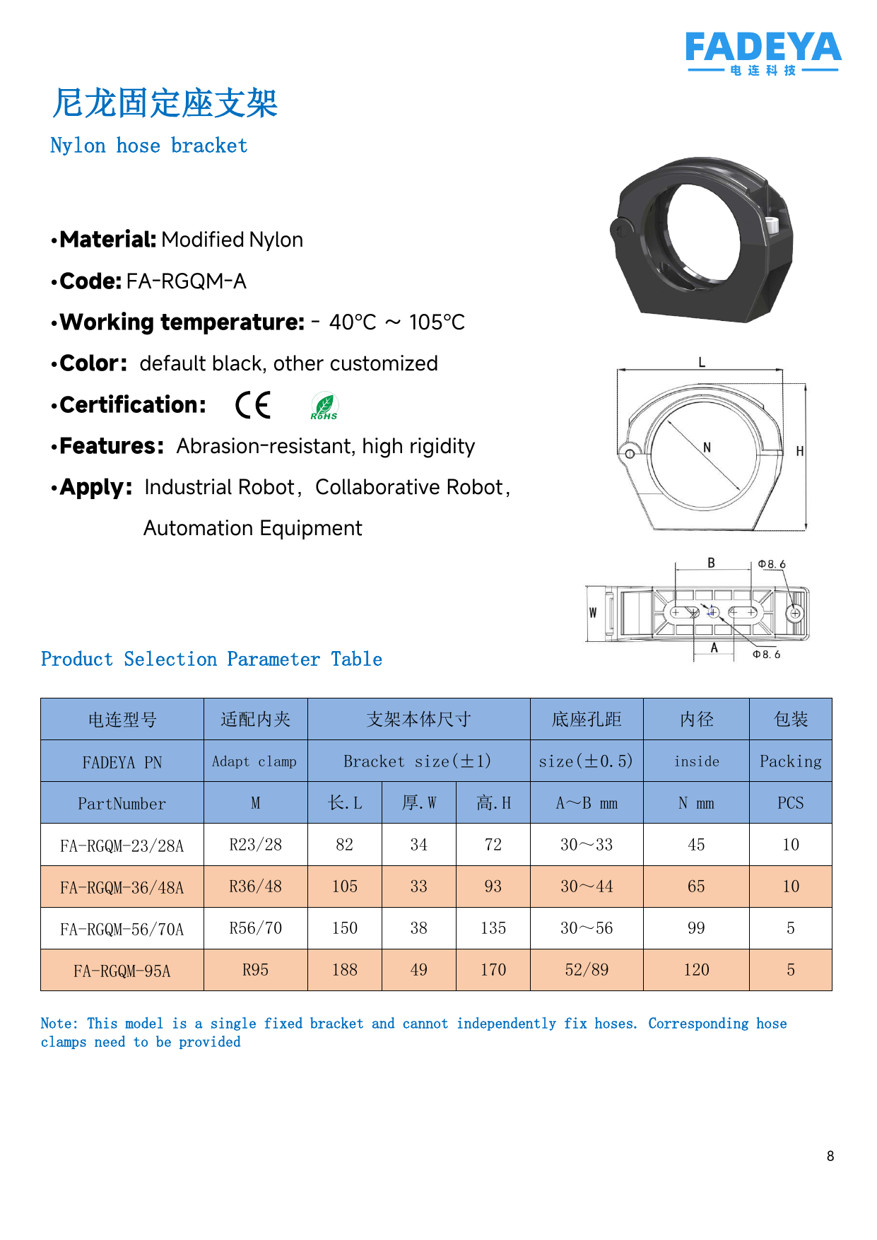 Nylon Fixing Bracket