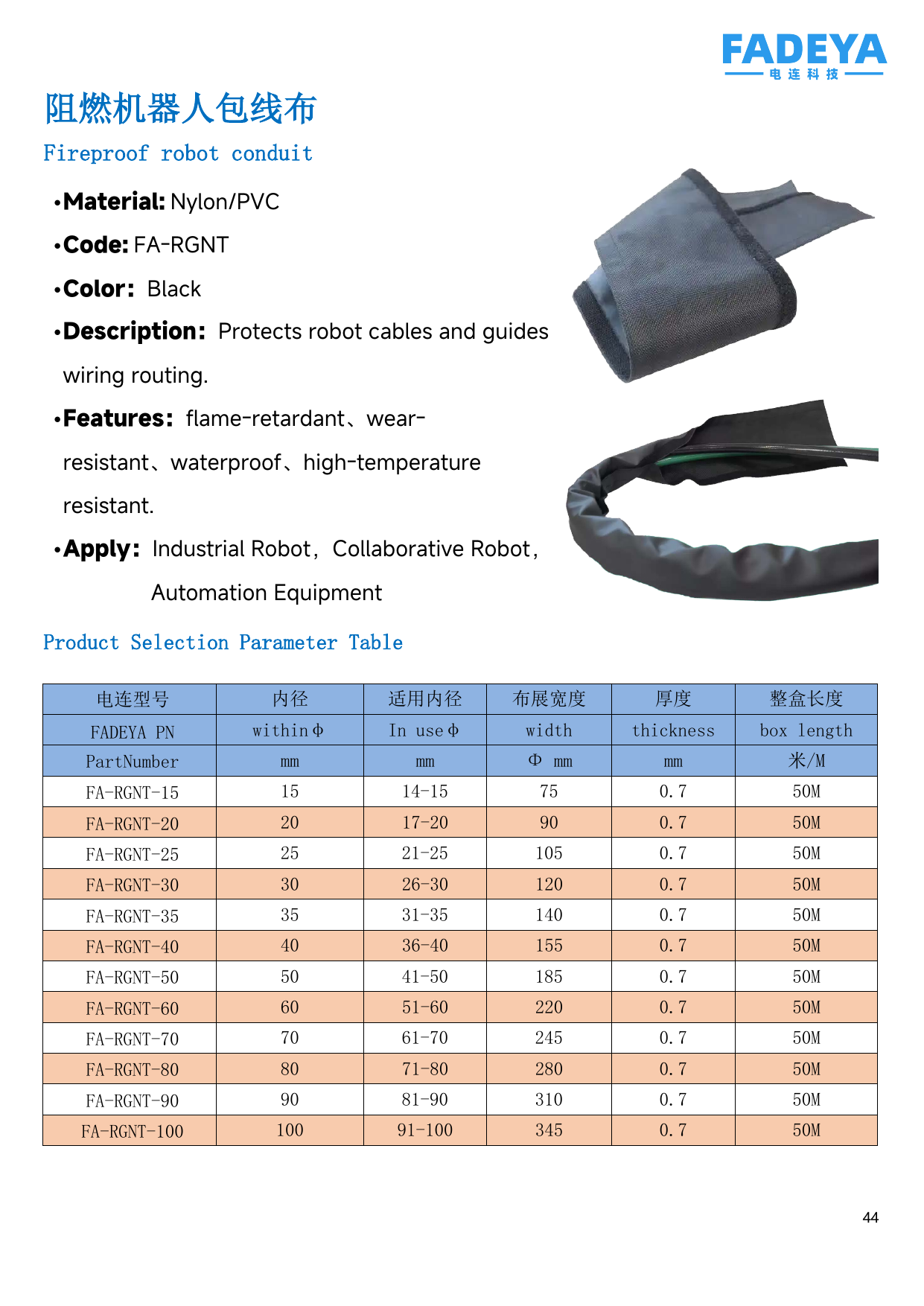Fireproof Robot Wrapping Conduit