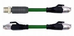 M12 Male Straight D-Code to RJ45 Shield
